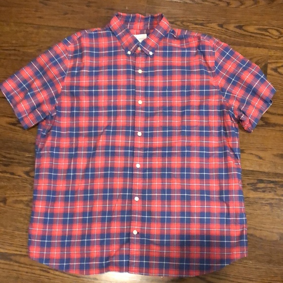 GAP Red & Blue Plaid Short Sleeve Button Down Shirt Sz XL - Picture 2 of 5